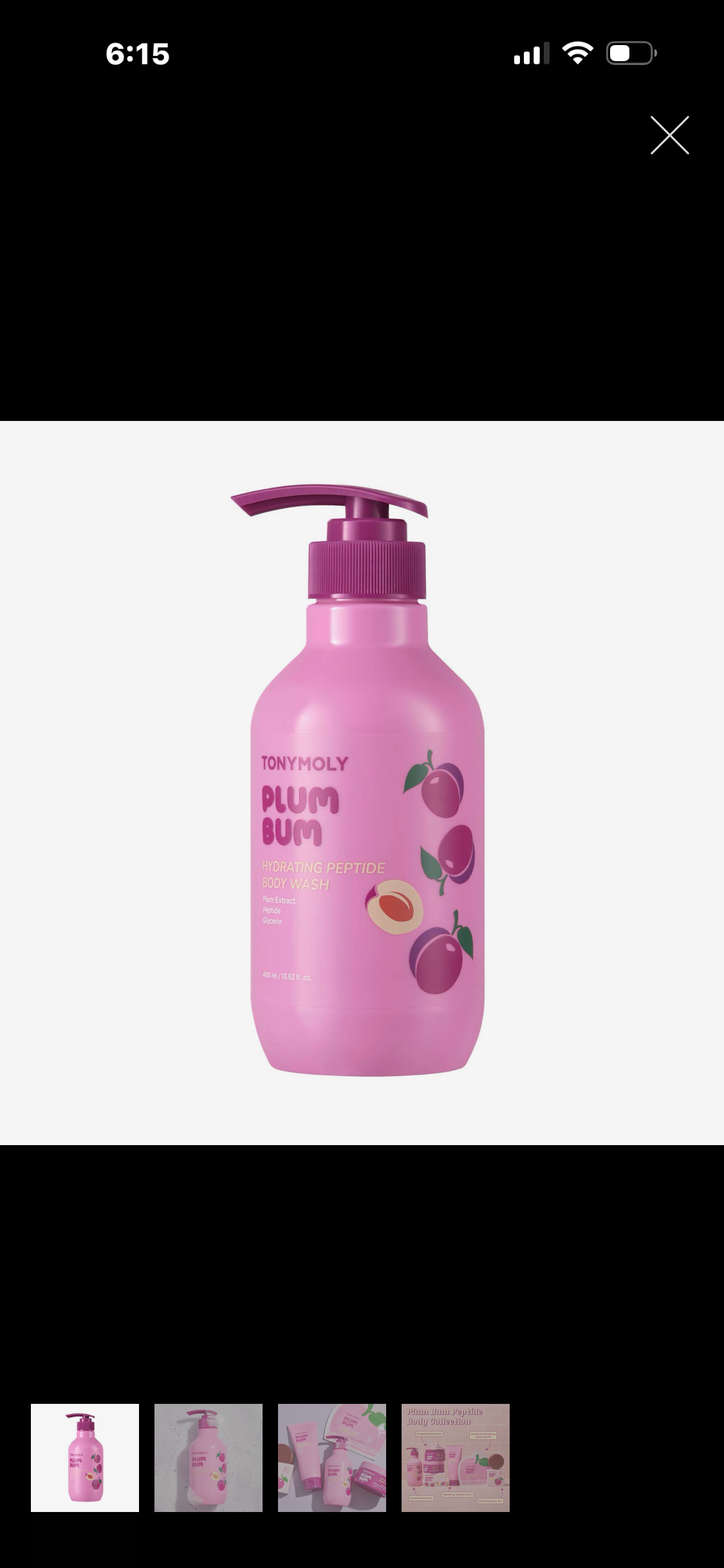 Plum moisturizing peptide body wash