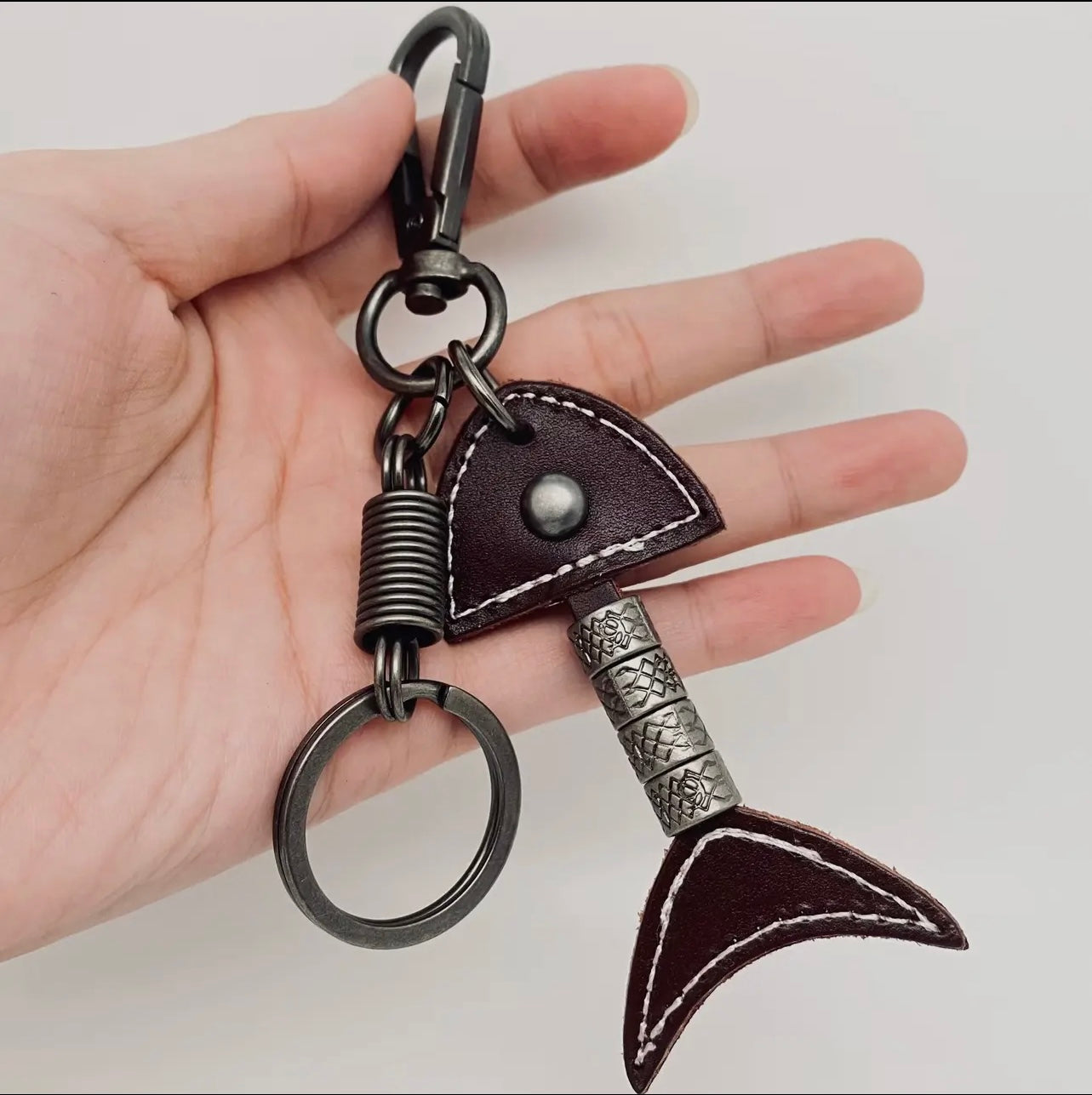Fish bone keychain