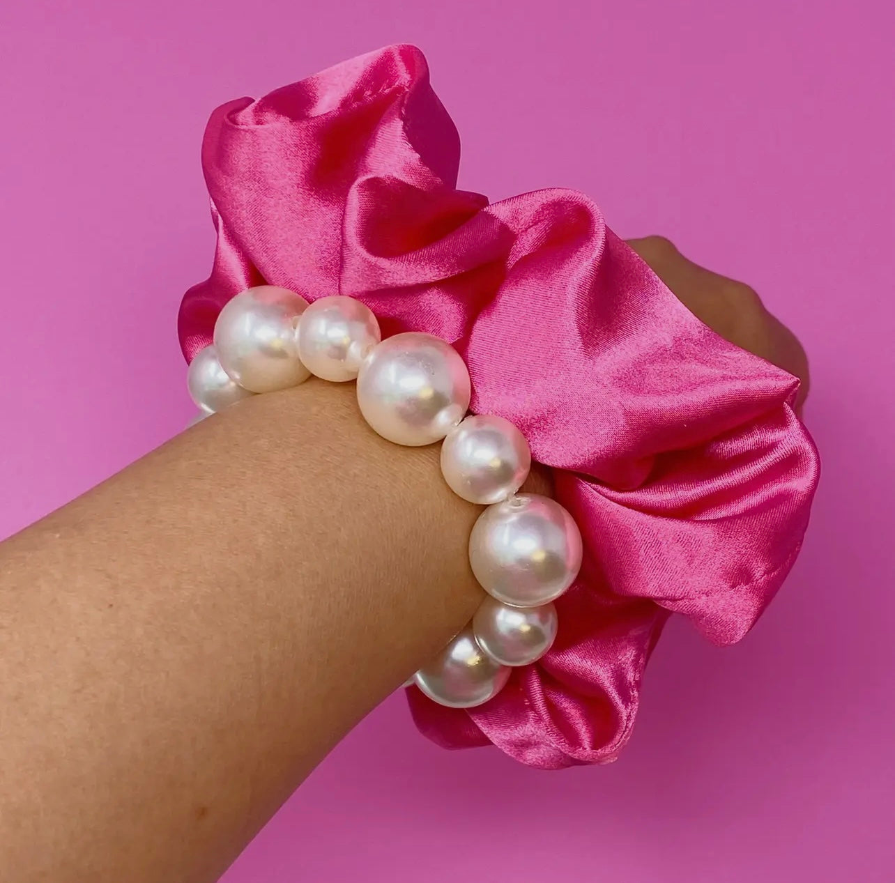 Pearl and Satin Scrunchie set