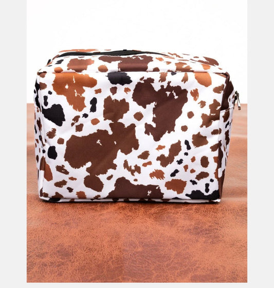 Cow print makeup bag