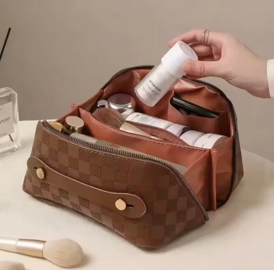 Vegan leather cosmetic bag